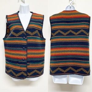 Signature Expressions Vintage Unisex Wool Blend Tribal Print Pocketed Vest Sz M